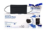 SUMGER Mascarilla Quirúrgica Desechable Homologada, 50 Unidades, Color Negro, CE BFE...