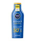 NIVEA SUN Protege & Hidrata Leche Solar FP50+ (1 x 400 ml), protector solar hidratante y...