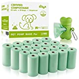 BIOOK Bolsas Caca Perro 100% Compostables con 1 Dispensador, Materiales Basados en...