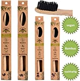 Juego de 4 cepillos de dientes de bambú con madera de bambú pura, veganos,...