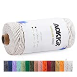Hilo Macrame, AOKKR 3mm x 100m Macrame Cuerda de Algodon Suave de 4 Hilos, Usado para...