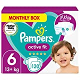 Pampers Pañales de bebé de ajuste activo de tamaño 6, 120 unidades, ajuste cómodo de...