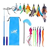 Toozey Feather Toys, juguetes para gatos con 2 piezas de varillas retráctiles...
