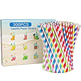 LessMo Pajitas de papel, 300 PCS pajas de beber reciclables | Ideal para cócteles,...