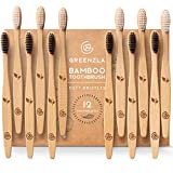 Greenzla Cepillos de Dientes de Bambú (Kit de 12) | Cepillos de Dientes de Carbón de...